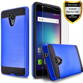 BLU Life One X2 Case, 2-Piece Style Hybrid Shockproof Hard Case Cover with [Premium Screen Protector] Hybird Shockproof And Circlemalls Stylus Pen (Blue)